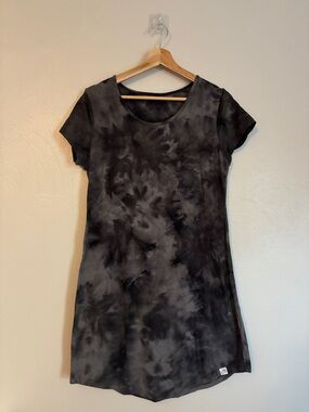Tie-Dye Short Sleeve Body-con Dress - Charcoal Black